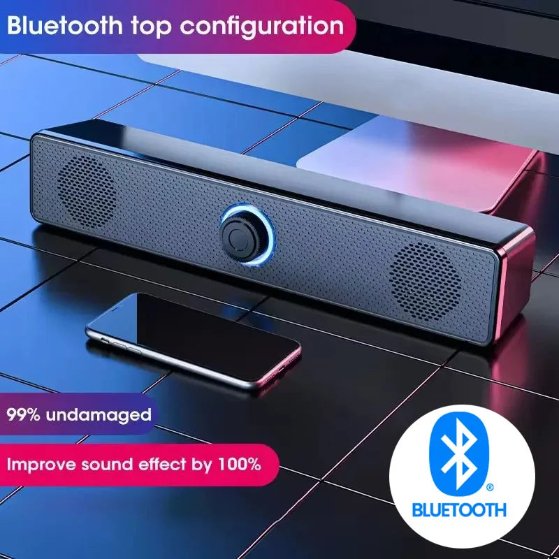 PC Soundbar Wired and Wireless Bluetooth Speaker USB Powered Soundbar for TV Pc Laptop Gaming Home Theater Surround Audio System