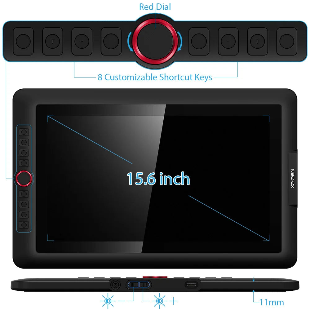 XPPen Artist 15.6 Pro Graphic Tablet Digital Drawing Monitor 8192 Levels Wheel 60 Tilt 120%sRGB Pen Display Support Windows Mac