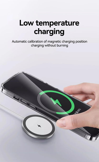 Joyroom Magnetic Case For iPhone 16 15 Pro Max Case Anti Yellow Transparent Cover For iPhone 16 Pro Wireless Charger Thin Cover