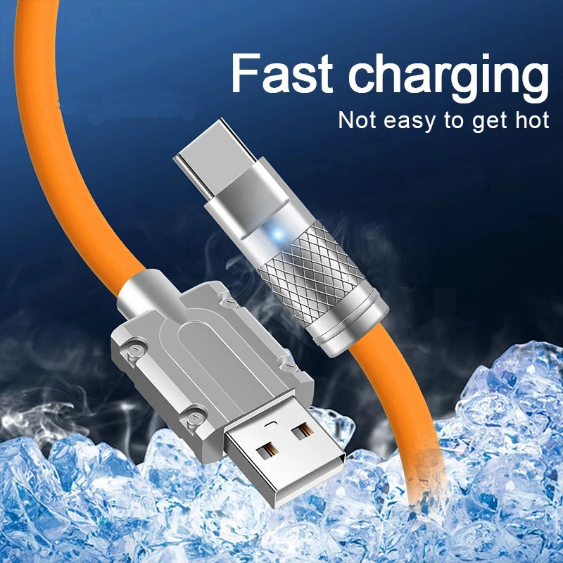 120W 6A Super Fast Charge USB C Liquid Silicone Cable For iPhone 14 15 Huawei Samsung Xiaomi Quick Charger Type-C Data Wire