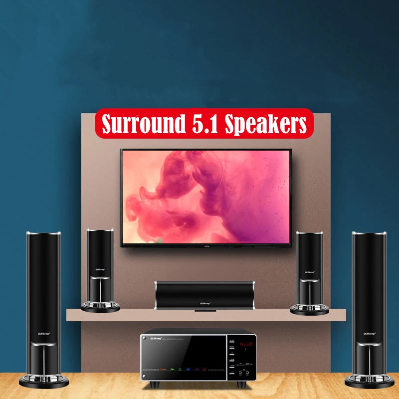 100W High-power Home Living Room TV KTV Bluetooth Speaker Surround Sound Subwoofer Speaker 5.1 Home Theater System Audio Set