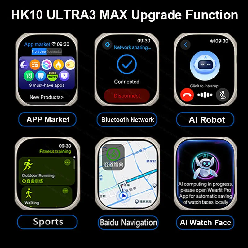 Smartwatch 2025 HK10 ULTRA 3 MAX 49mm HD AMOLED 4G ROM Bluetooth Call Network Chat Robot Clock NFC Compass Smart Watch Men Women