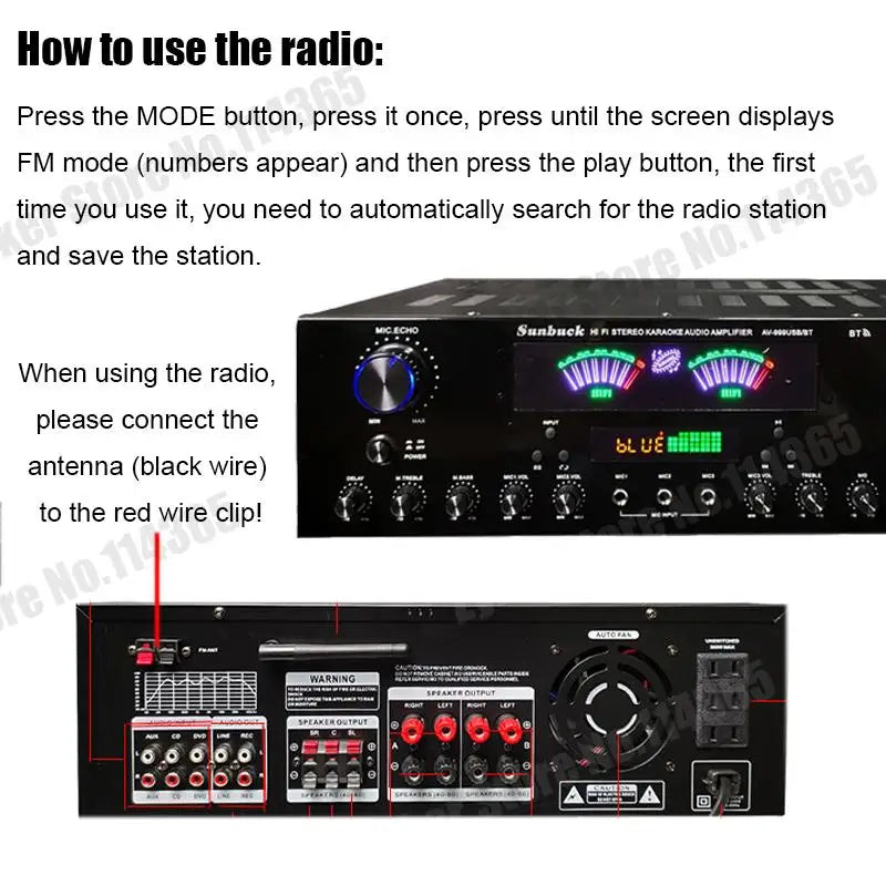 HiFi Digital Bluetooth Amplifiers Dynamic Screen Stereo Sound AMP For Home Car Meeting Karaoke Cinema 608 628 999 BT Max 4000W
