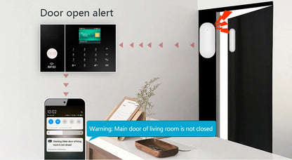 PGST Smart Life Alarm System for Home WIFI GSM Security Alarm Host with Door and Motion Sensor Tuya Smart App control work Alexa