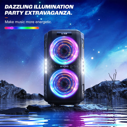 W-KING 250W PEAK Large Bluetooth Speaker Loudest/Massive 120dB/12 Custom Bass, V5.3 Big Party Boombox Portable Speaker Wireless