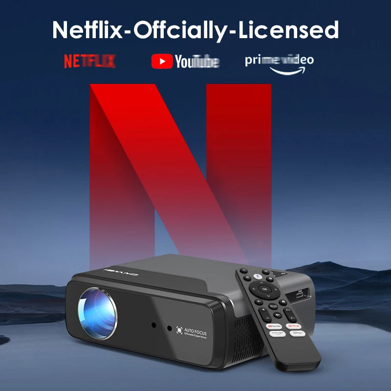 [Netflix Officially-Licensed] Smart Home Theater Projectors 4k Ultra HD for Movies Auto Focus and Keystone 1280 ANSI Projector