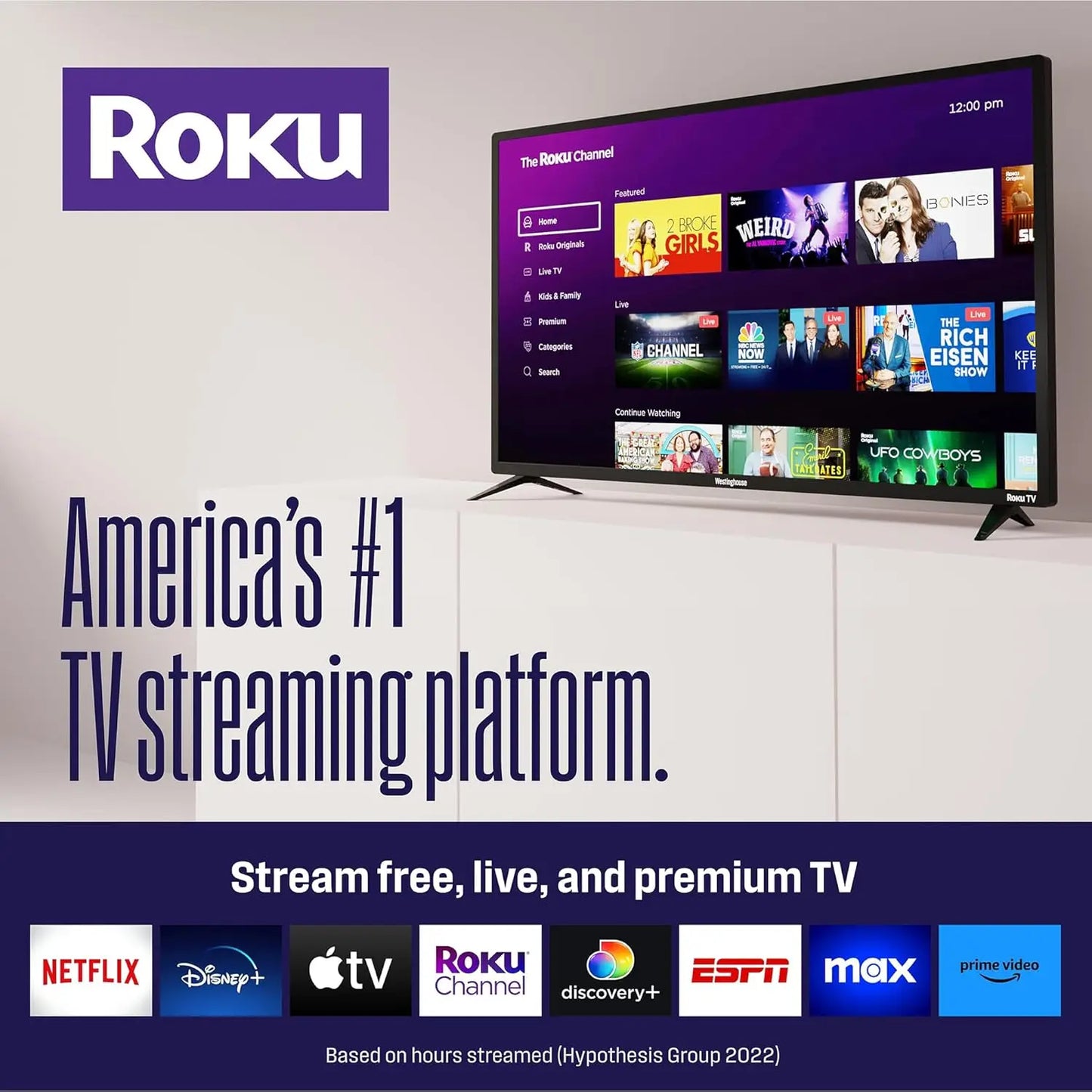 Roku TV - 50 Inch Smart TV, 4K UHD LED TV with Wi-Fi Connectivity and Mobile App, Flat Screen TV Compatible with Apple Home Kit