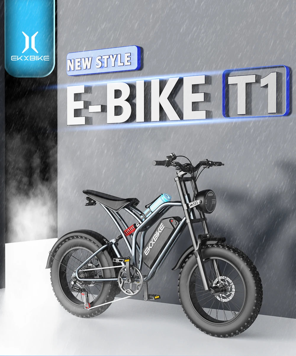 EKX T1 Electric Bike 20‘’*4.0 Fat Tires 1000W Motor 48V20AH Lithium Battery Road Electric Bicycle For Adults Mountain E-Bike MTB