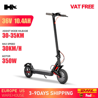 HX Adult Electric Scooter 350W 15AH 36V Electric Kick E Scooters Foldable 8.5 inch Smart APP Escooter Dual shock absorbers