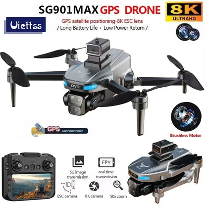 Professional SG901 MAX GPS Drone 8K HD Dual Camera With Screen 5G WIFI 360°Obstacle Avoidance Brushless Foldable Quadcopter Dron