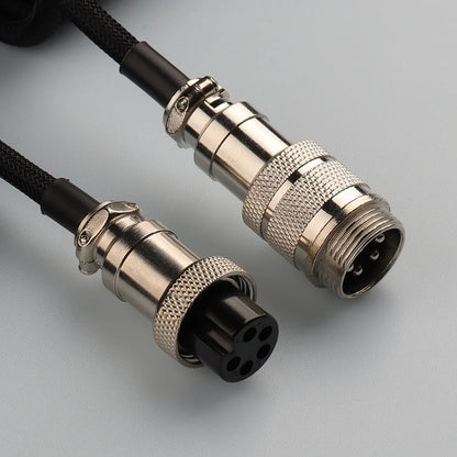 LANO Spiral Usb Keyboard Cable Black Coiled Keyboard Usb Type C Cable Metal Aviator Connector Gaming GX16 Usb Keyboard Cable