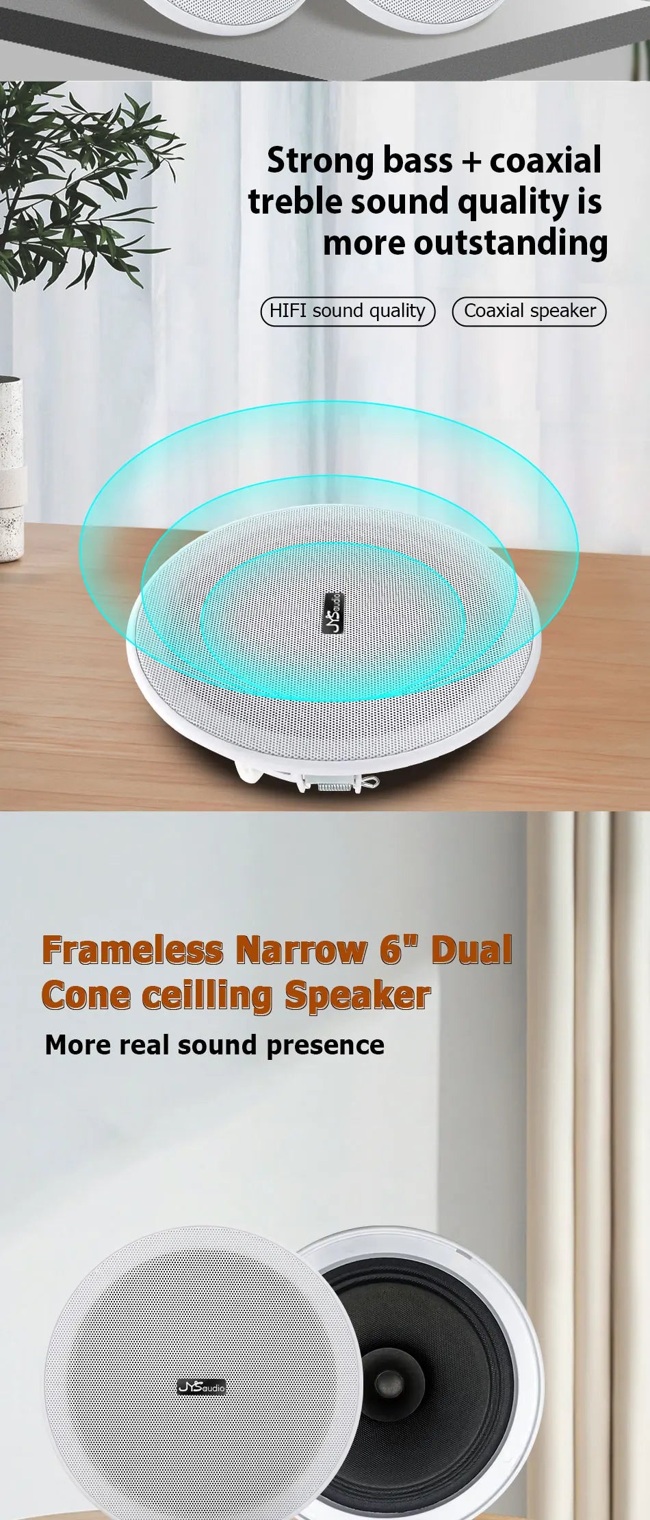 Smart Audio System Home Theater Sound Amplifier Wall Android WiFi Bluetooth Amp with 6 inch Stereo Ceiling Speaker Diy Kit Hotel