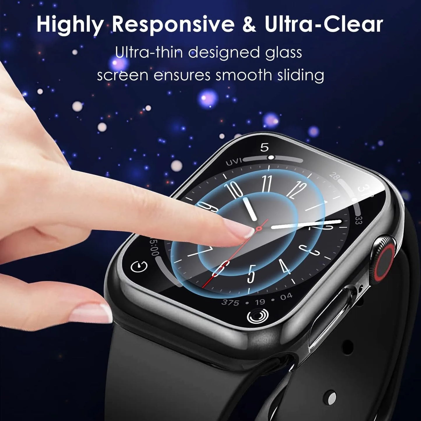 Tempered glass+Case for Apple Watch 46mm 44mm 45mm 41mm 40mm 42mm Screen Protector for iwatch series 10 9 8 7 6 SE 5 Accessories