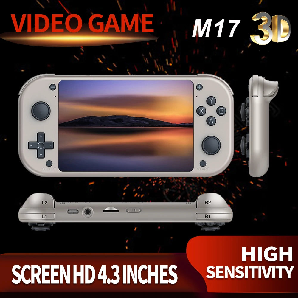 BOYHOM M17 Retro Handheld Video Game Console Open Source Linux System 4.3 Inch IPS Screen Portable Pocket Video Player 64GB