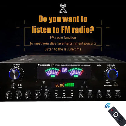 HiFi Digital Bluetooth Amplifiers Dynamic Screen Stereo Sound AMP For Home Car Meeting Karaoke Cinema 608 628 999 BT Max 4000W