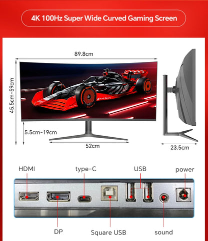 Anmite 38" 4K Nano-IPS screen 144Hz curved widescreen monitor, gaming display for big game enthusiasts