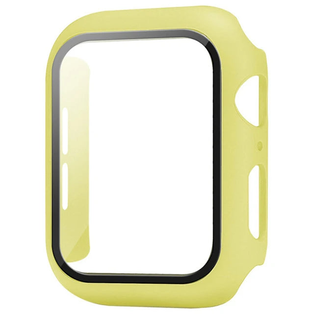 Tempered glass+Case for Apple Watch 46mm 44mm 45mm 41mm 40mm 42mm Screen Protector for iwatch series 10 9 8 7 6 SE 5 Accessories