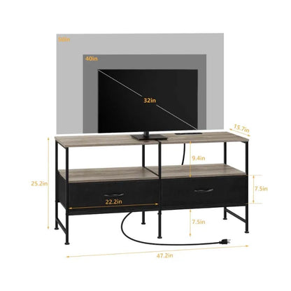 Entertainment Center with Storage Drawers,Rustic Brown TV Stand for 40 Inches TV, Farmhouse TV Stand Dresser with Outletsw