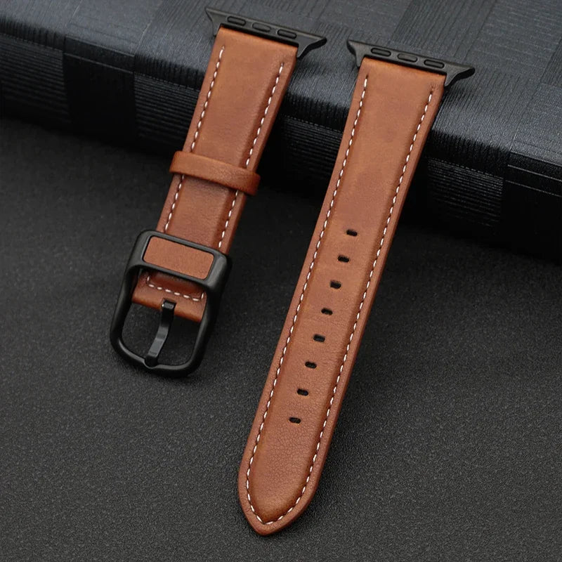 PU Leather strap For Apple watch band 44mm 45mm 41mm 40mm 42mm 46mm correa bracelet iWatch series 4 5 6 SE 7 8 9 10 ultra/2 49mm