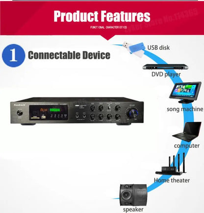 HiFi Digital Bluetooth Amplifiers Dynamic Screen Stereo Sound AMP For Home Car Meeting Karaoke Cinema 608 628 999 BT Max 4000W