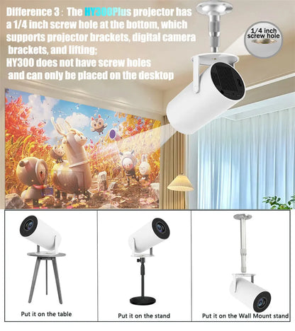 DITONG HY300 Plus HD Projector portatil 4K 1280x720P Android  LED Video Home Theater Cinema Phone mini Proyector Movie HY300 pro