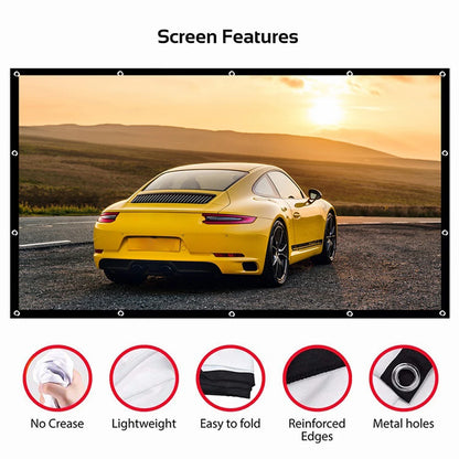 16:9 Simple Projector Curtain 60/72/84/100/120/150 inch Portable HD Display Screen Home Cinema Theater Movie Home Outdoor Office