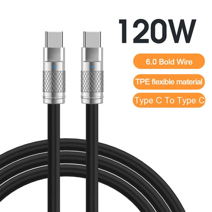 120W 6A Super Fast Charge USB C Liquid Silicone Cable For iPhone 14 15 Huawei Samsung Xiaomi Quick Charger Type-C Data Wire