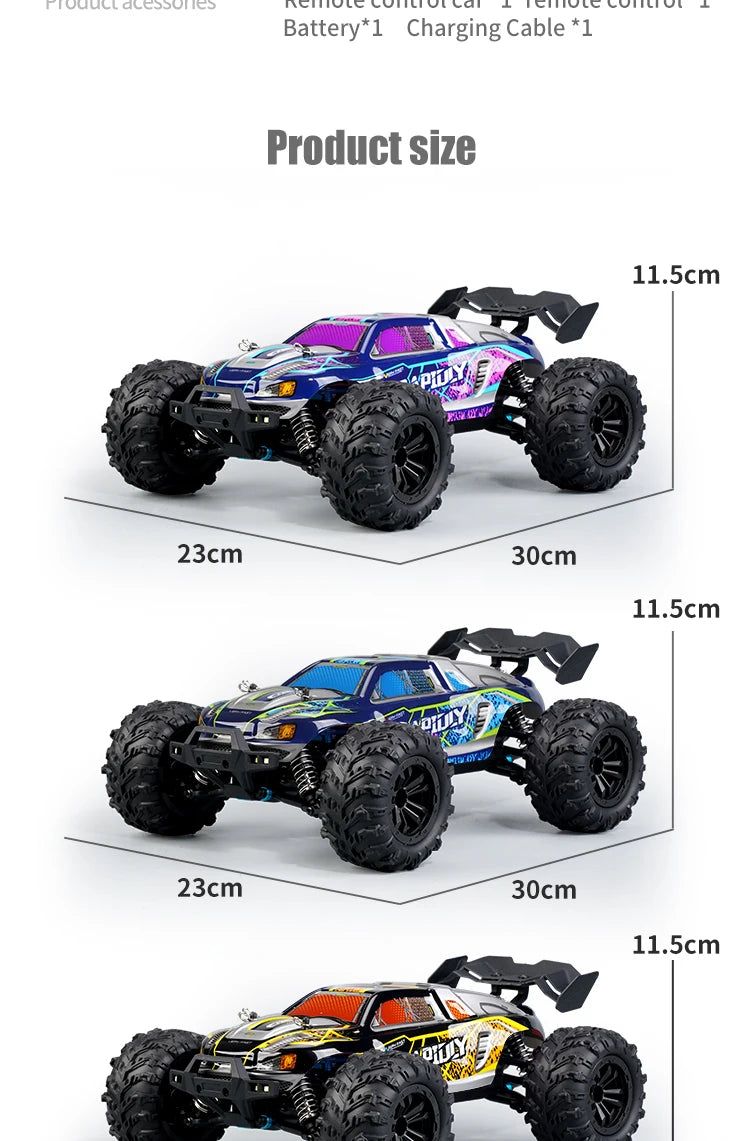 Rc Car Off Road 4x4 High Speed 70KM/H Remote Control Car with LED Headlight Brushless 4WD 1/16 Monster Truck Toys for Boys Gift