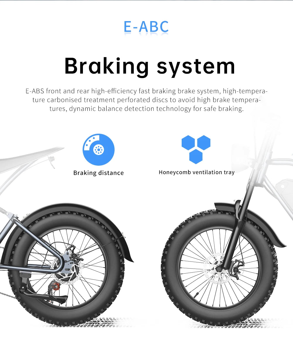 EKX T1 Electric Bike 20‘’*4.0 Fat Tires 1000W Motor 48V20AH Lithium Battery Road Electric Bicycle For Adults Mountain E-Bike MTB