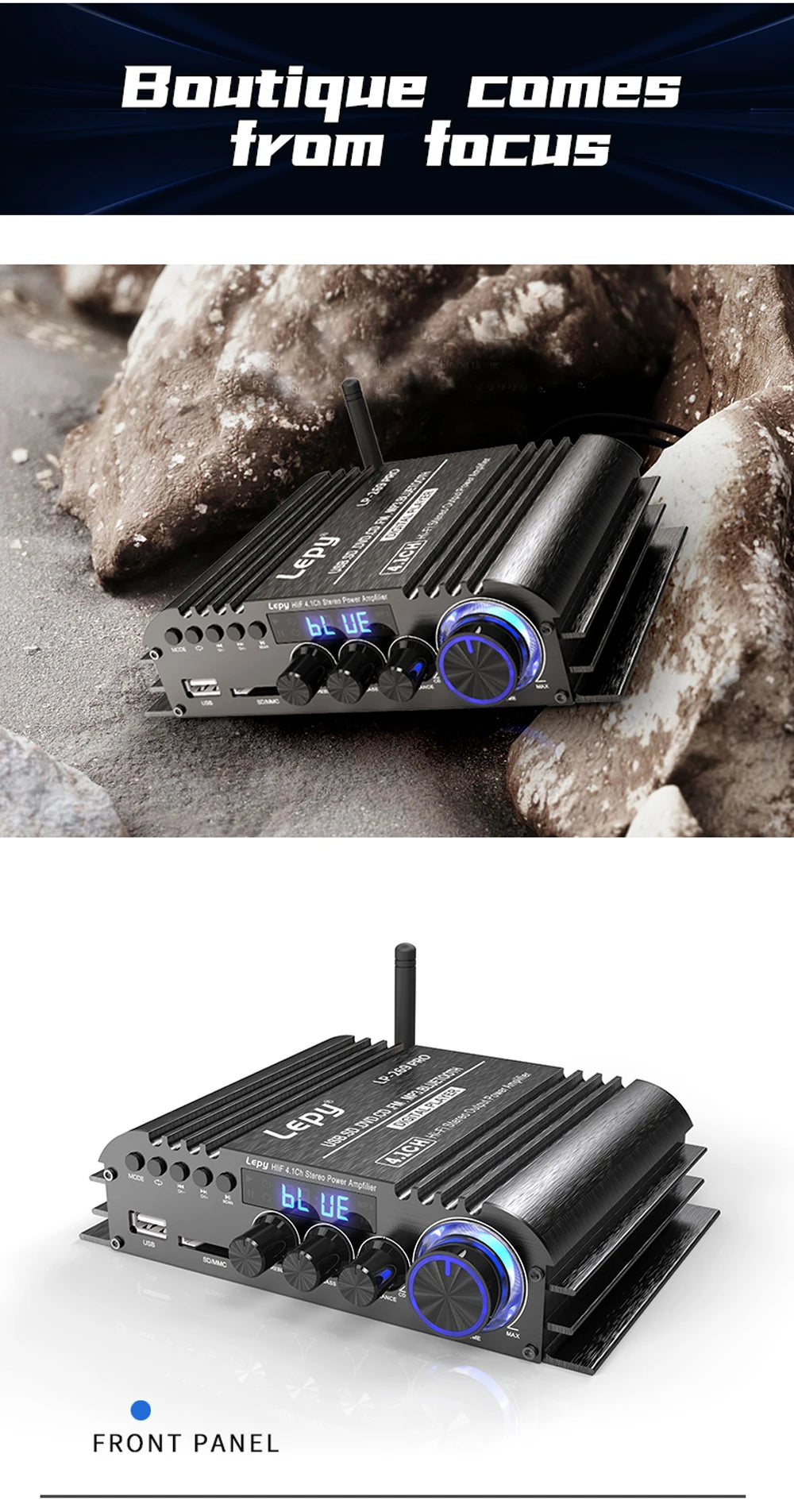 LEPY LP-269PRO 4.1 Channel Amplifier Bluetooth 5.0 Coaxial In USB SD FM Function Subwoofer Output Home Theater Sound System