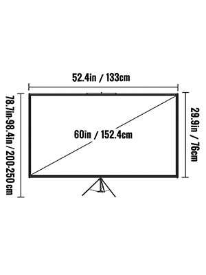 VEVOR 60 70 80 90 100 110 Inch Tripod Projector Screen W/ Stand 16:9 4K HD Portable Home Cinema for Indoor & Outdoor Projection