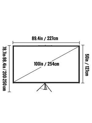 VEVOR 60 70 80 90 100 110 Inch Tripod Projector Screen W/ Stand 16:9 4K HD Portable Home Cinema for Indoor & Outdoor Projection