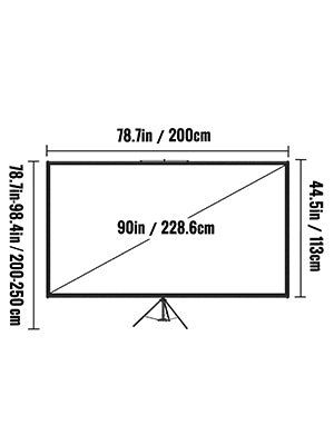 VEVOR 60 70 80 90 100 110 Inch Tripod Projector Screen W/ Stand 16:9 4K HD Portable Home Cinema for Indoor & Outdoor Projection