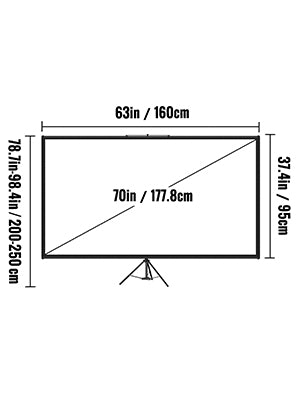 VEVOR 60 70 80 90 100 110 Inch Tripod Projector Screen W/ Stand 16:9 4K HD Portable Home Cinema for Indoor & Outdoor Projection